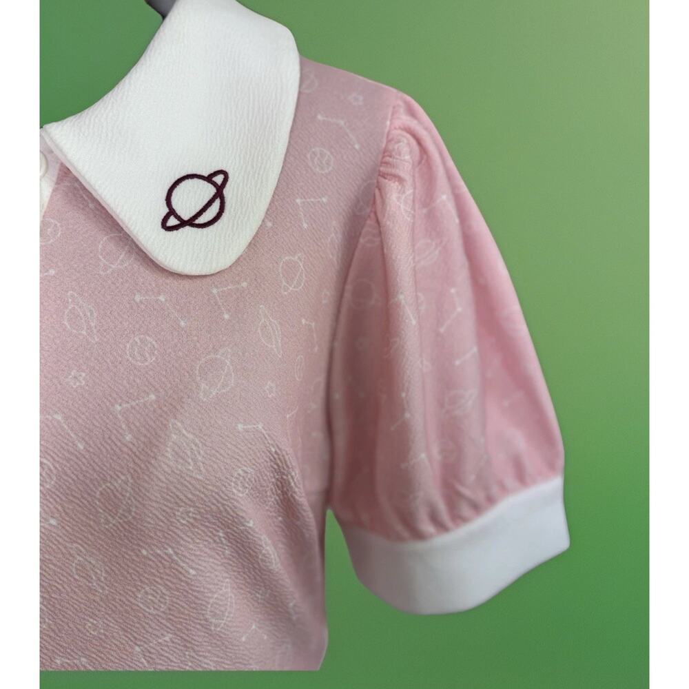 Pusheen x Unique Vintage Pink 50s Style Swing Dress L Kawaii Space Cat Retro - Picture 4 of 11